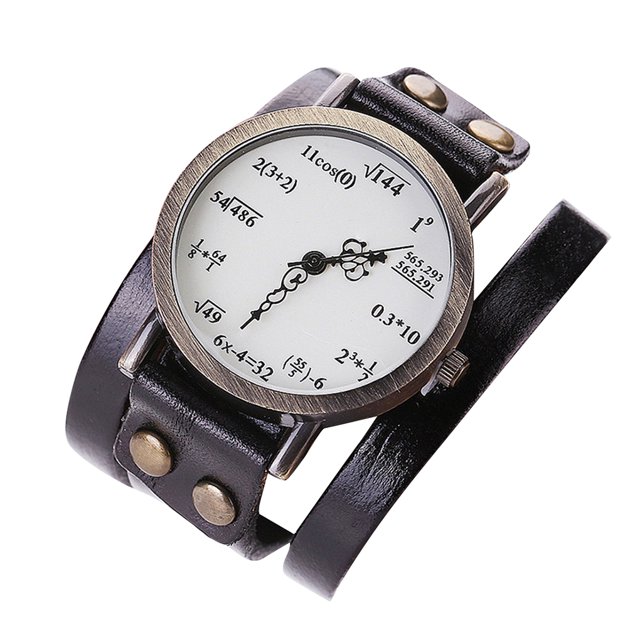 Jumpingount Couple Leather Alloy Watch Women Men Adjustable Party Traveling Wrist Style Wristwatch Leather Band Casual Accessory Banquet Relojes Negro