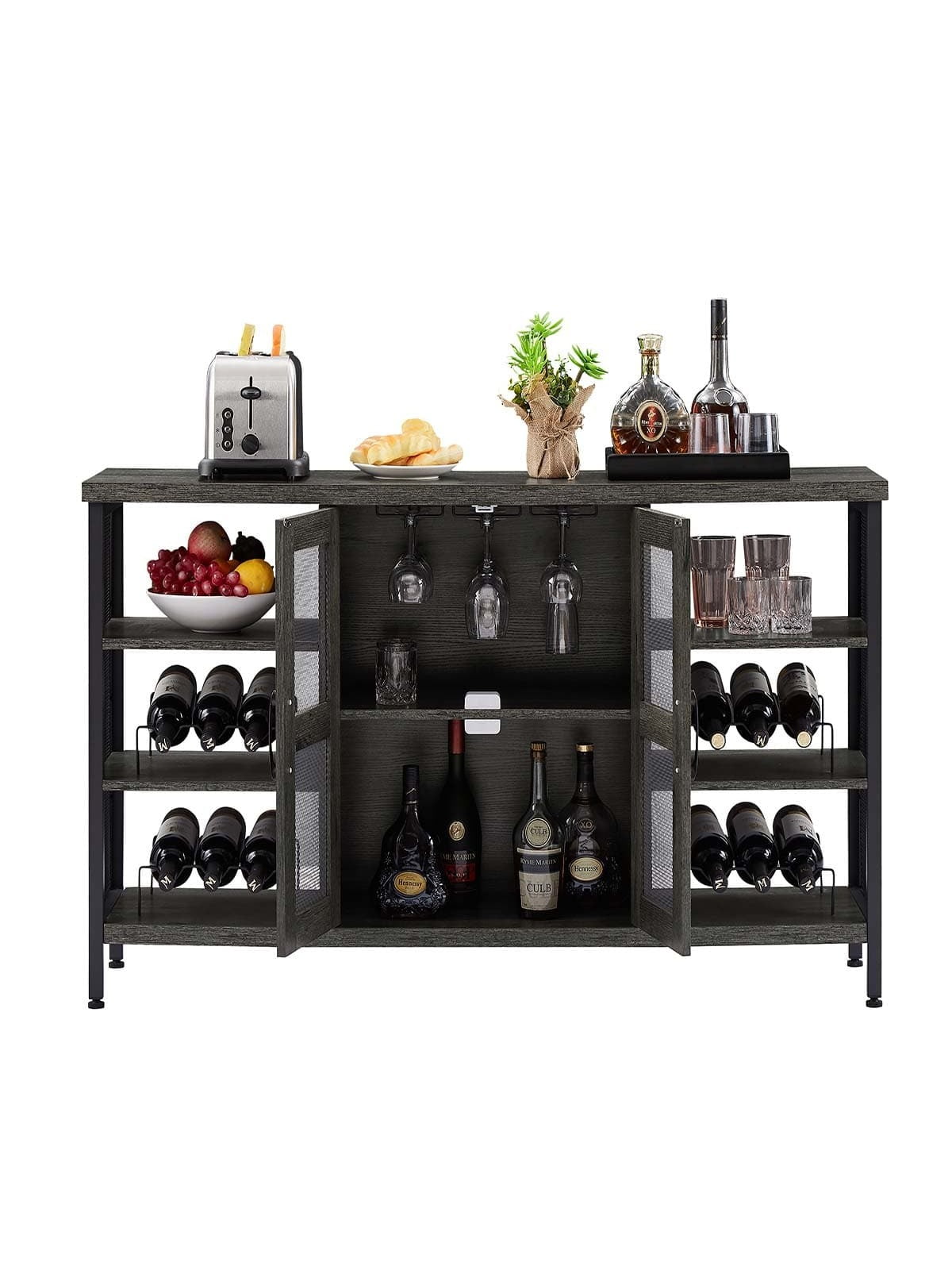 Industrial Bar for Liquor and Glasses, Rustic Liquor