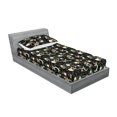 thumbnail image 2 of Boho Art Fitted Sheet & Pillow Sham Set, Space Inspired Sun and Moon Motifs Floral Bloom of Galaxy Boho Pattern, Decorative Printed 2 Piece Bedding Decor, Twinxl, Green Peach and Black, by Ambesonne, 2 of 2