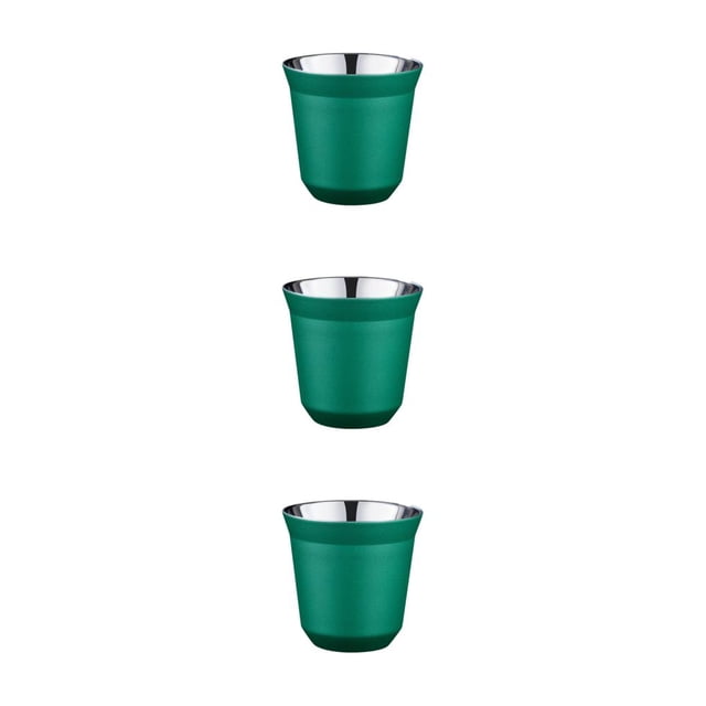 Inteprter Tazas de café de doble pared contenedor anti-escaldado 80ML pequeña capacidad té leche anillo boca aislamiento taza estudiante verde Type1 NO1