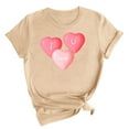thumbnail image 2 of EQWLJWE Women's Short-Sleeve T-Shirt,Womens Tops Dressy Summer Casual Love Heart Print Graphic Tee for Women,Valentine's Day Gifts for Her Beige(S-3XL), 2 of 5