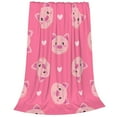 thumbnail image 2 of Honeii Cartoon Pigs and Hearts Print Fleece Blanket - Throw Blanket for Bed, Sofa, Couch, Camping, and Travel , Microplush Ultra Soft Warm Blanket-40"x30", 2 of 7