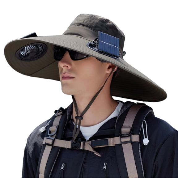 Solar Powered Fan Hat, Wide Brim with Built-in Fan, UPF 50 USB Charging for Outdoor Fishing Sun Hat