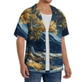 thumbnail image 2 of KLL Golden Fantasy Landscape Print Men's Shirt Short Sleeve Button Down Summer Cuba Beach Shirts- Small, 2 of 5
