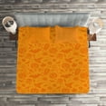 thumbnail image 2 of Ambesonne Orange Quilted Coverlet 3 Pcs, Halloween Pumpkin Skull, Queen Size, Orange, 2 of 2