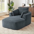thumbnail image 2 of Jopath Oversized Chaise Lounge Chair, Corduroy Upholstered Modern Sofa Couch,Comfy Sleeper Sofa for Living Room Dorm Apartment No Assembly Required Dark Grey, 2 of 6