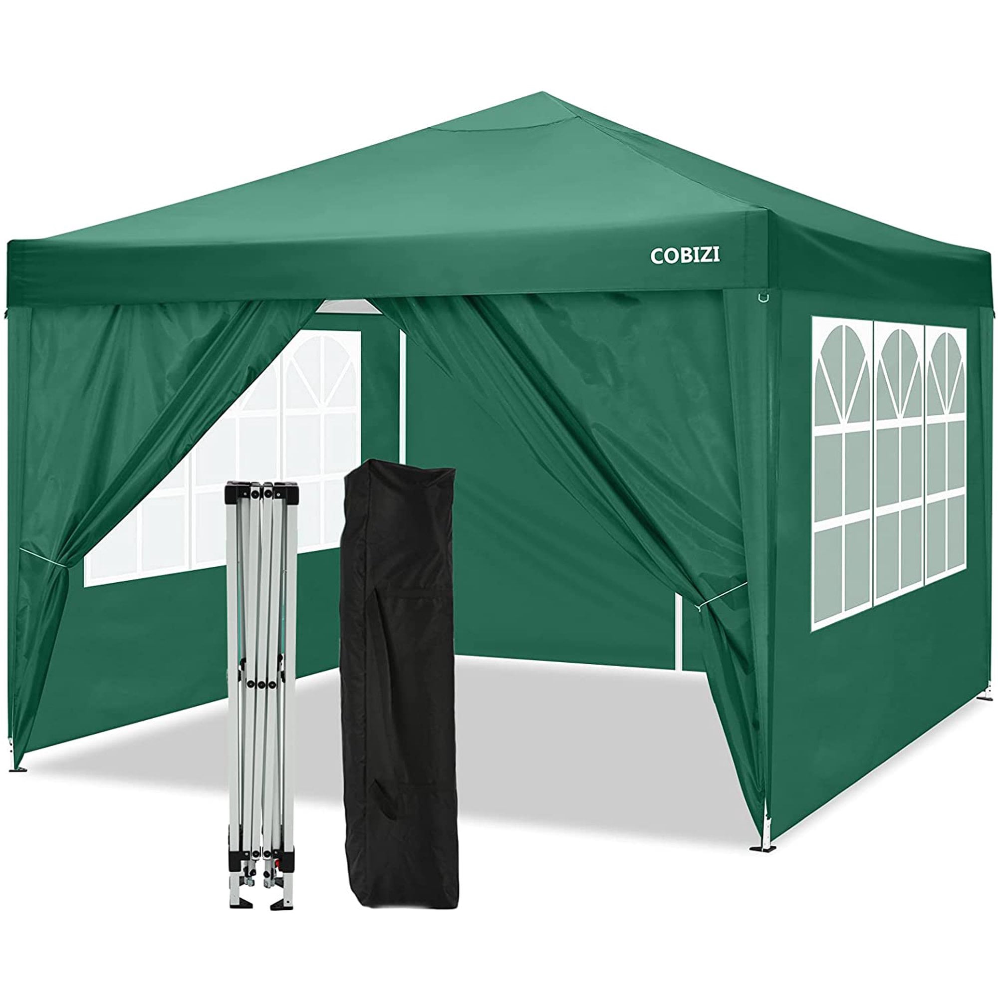 10'x10' Ez Pop-up Capony Wedding Party Tent w/ 1 Sidewall and Carry Bag Green 