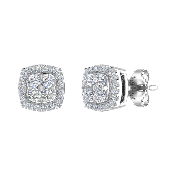 1/4 Carat Cushion Shaped Diamond Stud Earrings in 14K White Gold (I1-I2 Clarity)