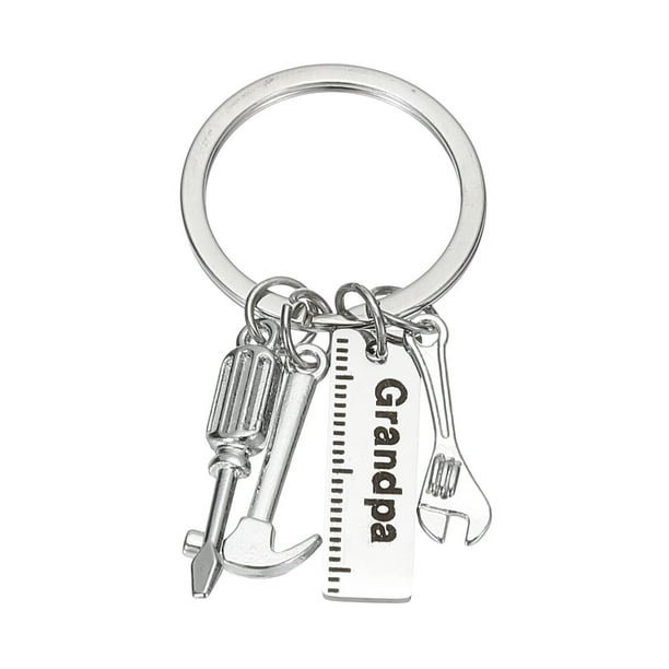 Llave de abuelo Uxcell, llavero divertido, regalos del hijo, estilo regla de abuelo, plateado