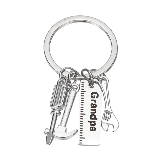 Uxcell Porte-Clés Grand-Père Drôle Cadeaux de Fils, Style Règle Grand-Père, Argent