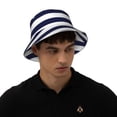 thumbnail image 4 of Balery Navy Blue And White Stripes Sombreros para el sol para hombre y mujer, sombrero de pescador con UPF 50+, 4 of 6