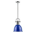 thumbnail image 2 of 1 Light Vintage Industrial Ceiling Pendant in Chrome with Matte Black Shade-Chrome Finish-White Shade Color Bailey Street Home 170-Bel-4159706, 2 of 8