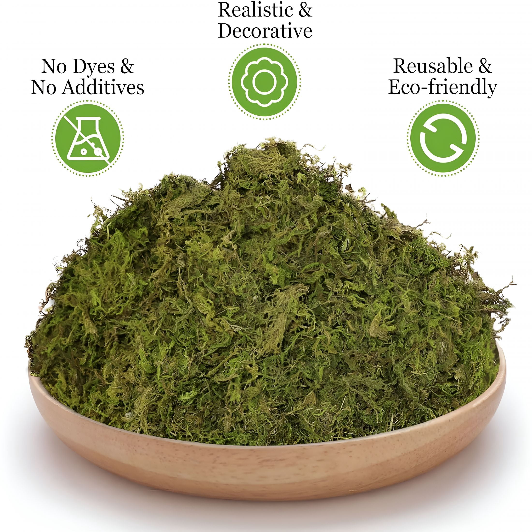 TUWAFE 1.3Lbs Artificial Fake Moss for Fake Plants Indoor- Premium Faux Craft Moss for Potted Plant,Fresh Green Moss Forest Moss for Hamsters Micro-Landscape Terrariums Centerpieces Decor