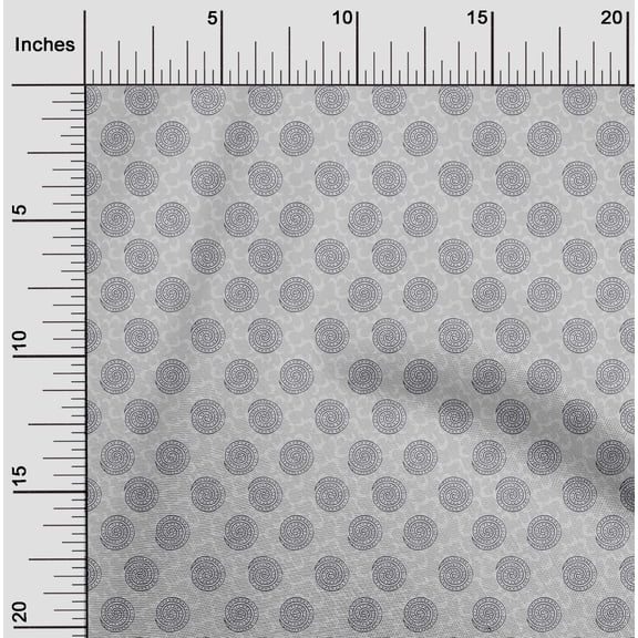 oneOone Organic Cotton Poplin Twill Fabric Spiral Block Print Fabric BTY 42 Inch Wide