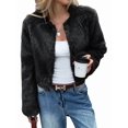 thumbnail image 2 of Women'S Cropped Faux Fur Jacket Long Sleeve Open Front Cardigan Casual Puffy Parka Hairy Short Coat Black XL, 2 of 7