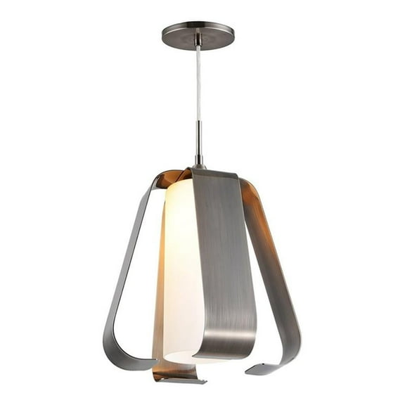 Woodbridge Lighting Bent 1 Light Steel and Glass Mid Pendant in Antique Nickel