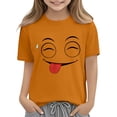 thumbnail image 6 of Auroural Shirts for Toddler Girls Size 4/5 Kids Boys Girls Solid Color Funny Expression Print Short Sleeve Loose Comfortable T-Shirt Top Boys Summer Shirts, 6 of 6