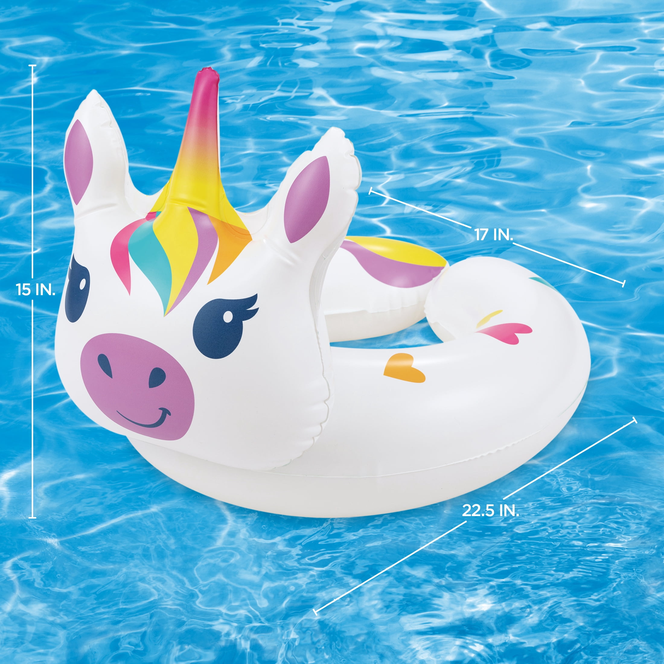 Bluescape White Unicorn Split Inflatable Swim Ring Pool Float for Kids, Ages 3 to 6, Unisex