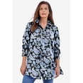 thumbnail image 2 of Roaman's Women's Plus Size Kate Long-Sleeve Crisp Cotton-Blend Button-Front Tunic, 2 of 6
