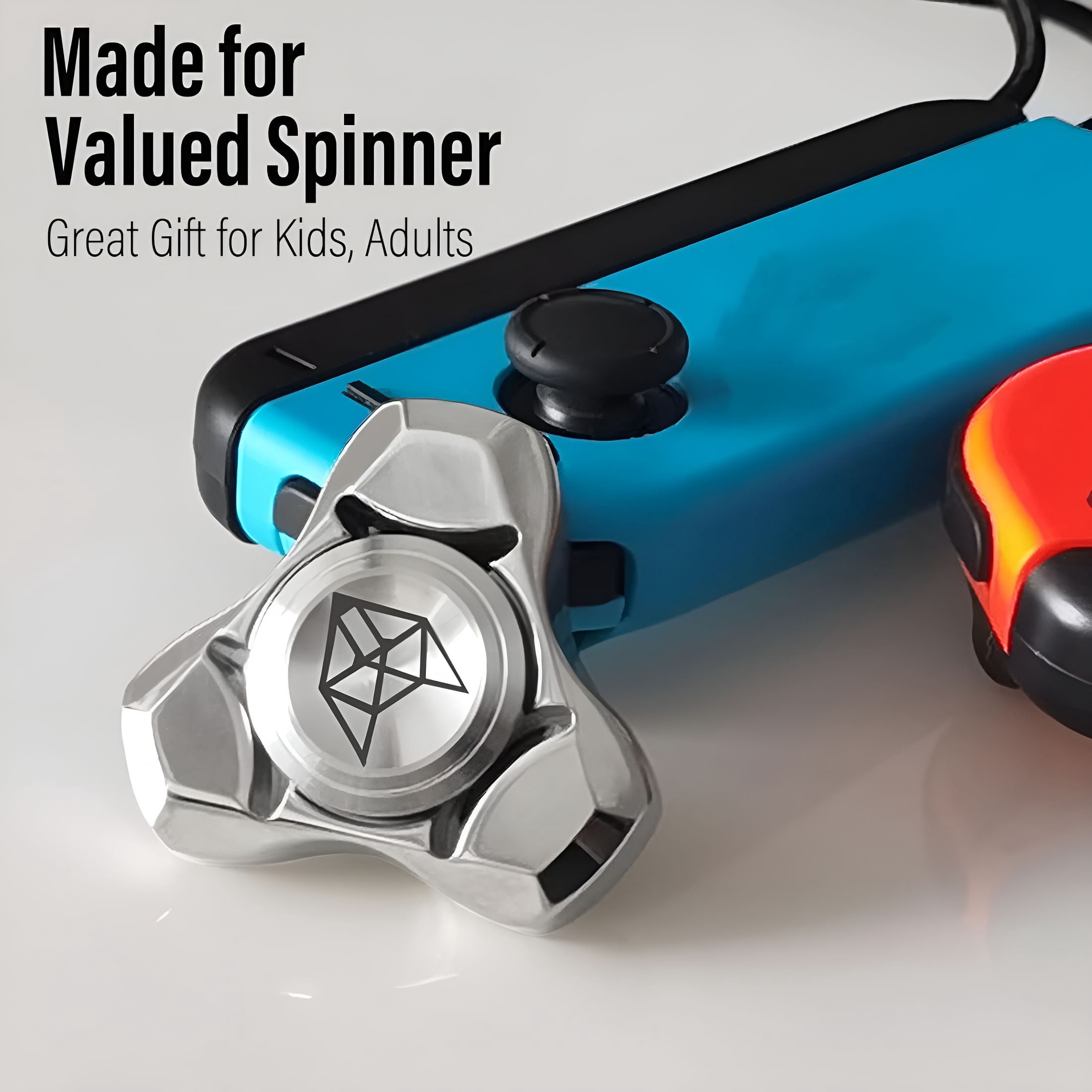 BESTSKY Metal Fidget Spinner for Adults,Stainless Steel Heavy Spinning Toys,Small Mini Fox Hand Gyro,Bearing Premium Long High Spin Fidget Block,Silver