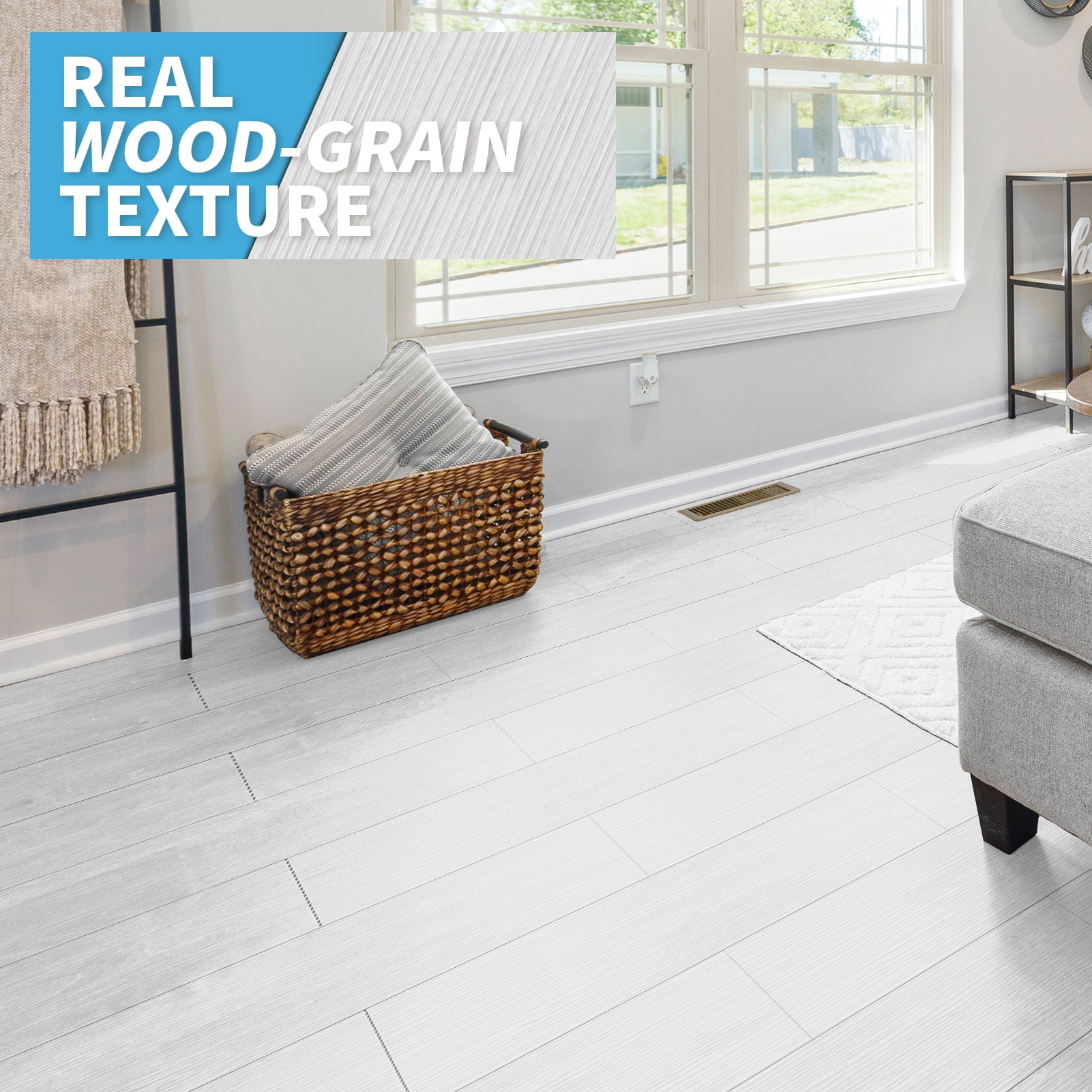 Art3d 36-Pack 54 Sq.ft Peel and Stick Floor Tiles Vinyl Plank Flooring Wood Look-White