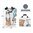 thumbnail image 2 of Yayeee Freestanding Laundry Hamper with Handle Collapsible Large Storage Basket for Clothes, Gray Cute Chubby Cat, 2 of 7