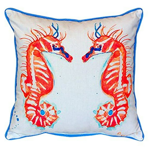 Coral Sea Horses Large Indoor/Outdoor Pillow 18x18