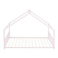 thumbnail image 2 of Bellemave Full Size Metal House Bed with Headboard and Footboard Montessori House Bed, Metal Floor Bed with Roof, No Box Spring Needed, Pink, 2 of 11