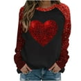 thumbnail image 1 of Penkiiy T-Shirts de la Saint-Valentin pour Femmes Col Rond Manches Longues Décontracté Cœur T-Shirt m Rouge, 1 of 4