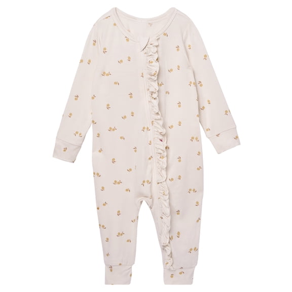 Modern Moments by Gerber Baby Neutral Super Soft Viscose Ruffled Coverall, Sizes Newborn - 12 Months