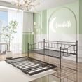 thumbnail image 4 of UHOMEPRO Metal Twin Size Daybed with Adjustable Pop Up Trundle, Black Space Saving Daybed Sofa Bed for Living Room and Office, No Box Spring Needed Sleeper Bed Frame, Black, 4 of 13
