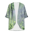 thumbnail image 4 of Brqkzdu Lightweight Kimonos for Women Open Front Floral Printed Chiffon Cardigan Puff Sleeve Loose Fit Beach Vacation Cover Up, 4 of 5