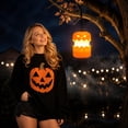 thumbnail image 5 of 3-Pack Collapsible Pumpkin Lanterns, LED Light Up Jack O'Lantern Decor with Lanyard, Battery Powered Outdoor Halloween Party Lights (1PC), 5 of 6