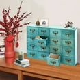 thumbnail image 6 of Rustic 16 Drawers Apothecary Cabinet, Apothecary Chests and Cabinets, Herb Storage Box Blue Cabinet for Store Necklaces, Earrings, Bracelets 20X3.7X13.8in Painting Finish, 6 of 18