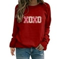 thumbnail image 2 of Hot Sale!! Sweat-Shirt Xoxo de la Saint-Valentin pour Femmes, Câlins et Bisous, Sweat-Shirts Col Rond Manches Longues, Pull d'Amour, Vin + TTG, 2 of 4