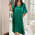 thumbnail image 4 of Yuzhih Women's Silk Nightgowns Ruffle Short Sleeve V Neck Satin Midi Nightdress Lounge Sleepshirts Sleepwear, 4 of 4