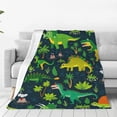 thumbnail image 4 of Salouo Dinosaurs and Tropical Leaves and Flowers Print Bed Blankets,Flannel Blanket Comfortable Air Conditioning Blanket Lightweight Blanket for Sofa Bed Travel & Couch -60"x50", 4 of 8