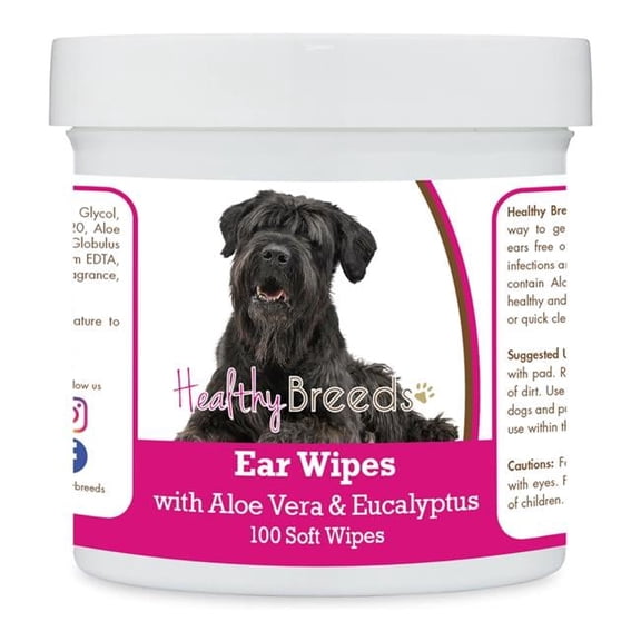 Healthy Breeds 192959823110 Black Russian Terrier Ear Cleaning Wipes with Aloe & Eucalyptus for Dogs - 100 Count