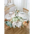 thumbnail image 2 of Round Tablecloth Fall Thanksgiving Waterproof Oil Proof Polyester Table Cloth Cover Decor for Home Dining Outdoor,Patio,Parties, 54" Dia. Orange White Green Pumpkin Leaf, 2 of 9