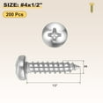 thumbnail image 2 of Pan Head Self Tapping Screws(#4x1/2") 200Pcs, 304 Stainless steel Self Drilling Screw for Metal Wood Plastic, for Cabinet Wall Shutter Plate Rock Furniture, Silver Tone, 2 of 7