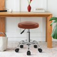 thumbnail image 4 of Tabouret en Cuir PU avec Roues Tabouret Rond Moderne à Roulettes avec Repose-Pieds Pivotant à 360° Hauteur Réglable Tabouret Chaise pour Maison Travail Dessin Spa Salon Massage Tabourets de Beauté Petit (Brun), 4 of 5