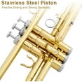 thumbnail image 3 of BOBOKY Bb Standard Trumpet for Beginners Students Brass Instrument with Hard Case 7C Mouthpiece Cleaning Cloves Full Starter Kit for Kids Adults.Gold, 3 of 7