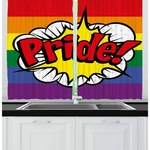 Pride Curtains 2 Panels Set Pop Art Style Comic Book Icon Blast Explosion Effect Pop Art Style Comic Book Icon Pride, Comic Book Curtains