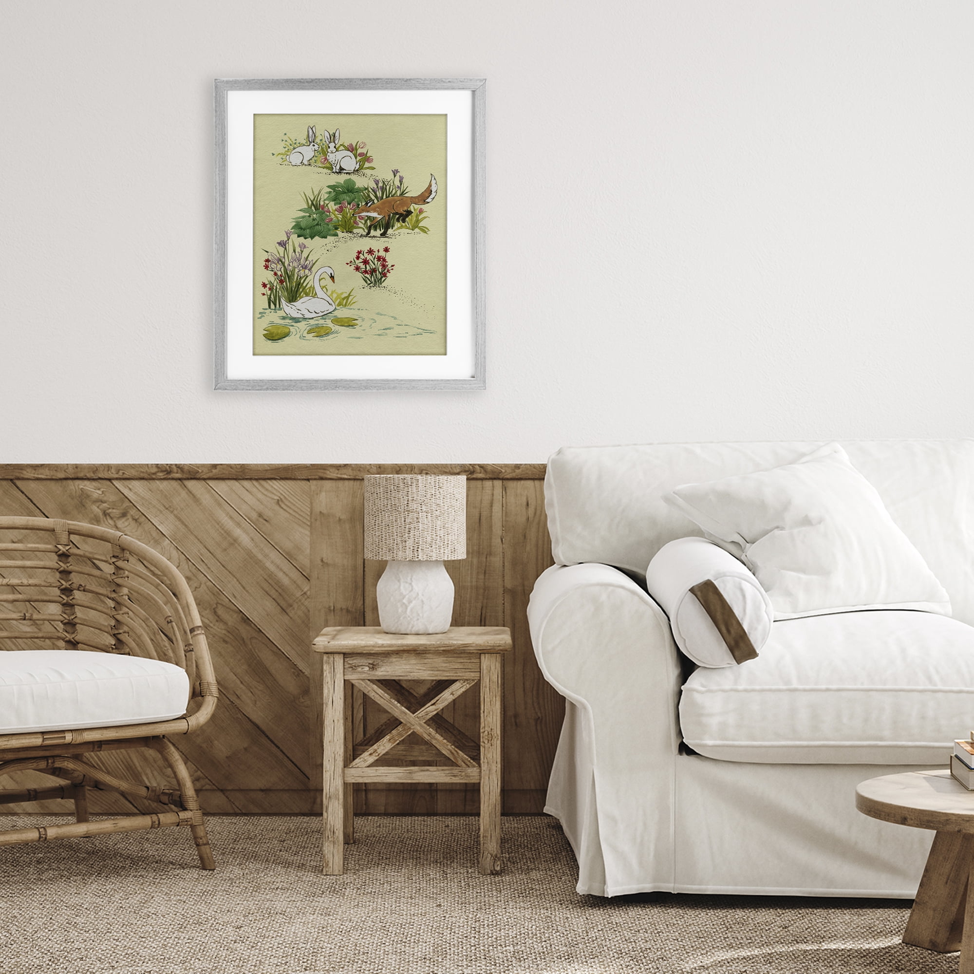 Stupell Industries Animals In Nature Scenes Gray Framed Print Under Glass, design by Grace Popp