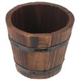 thumbnail image 1 of HEALEEP Bucket Shape Planters Outdoor Wood Barrel Planter Coffee 1Set, 1 of 8