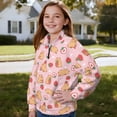 thumbnail image 3 of Uorisanigo Quarter Zip Pullover Sweatshirts for Girls, Oversized Strawberry Capybara Long Sleeve Lapel Zipper Sweatshirt, Lightweight Kids Quarter Zipper Hoodies No Hood Pullover Jackets, 3 of 7