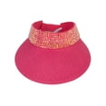 thumbnail image 2 of Top Headwear Women's Paper Braid 4 Inch Brim Sun Visor w/ Rhinestone - Fuchsia, 2 of 4