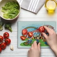 thumbnail image 3 of Circus Cutting Board, Circus Scene with Clowns on Grass Rainbow Ferris Wheel Happy Bubbles Theme, Decorative Tempered Glass Cutting and Serving Board, Small Size, Multicolor, by Ambesonne, 3 of 5
