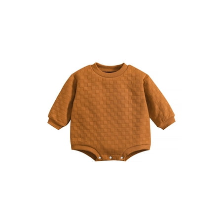 

Infant Baby Girls Boys Cotton Sweatshirt Romper Lattice Long Sleeve Jumpsuits Autumn Winter One-Piece Clothes