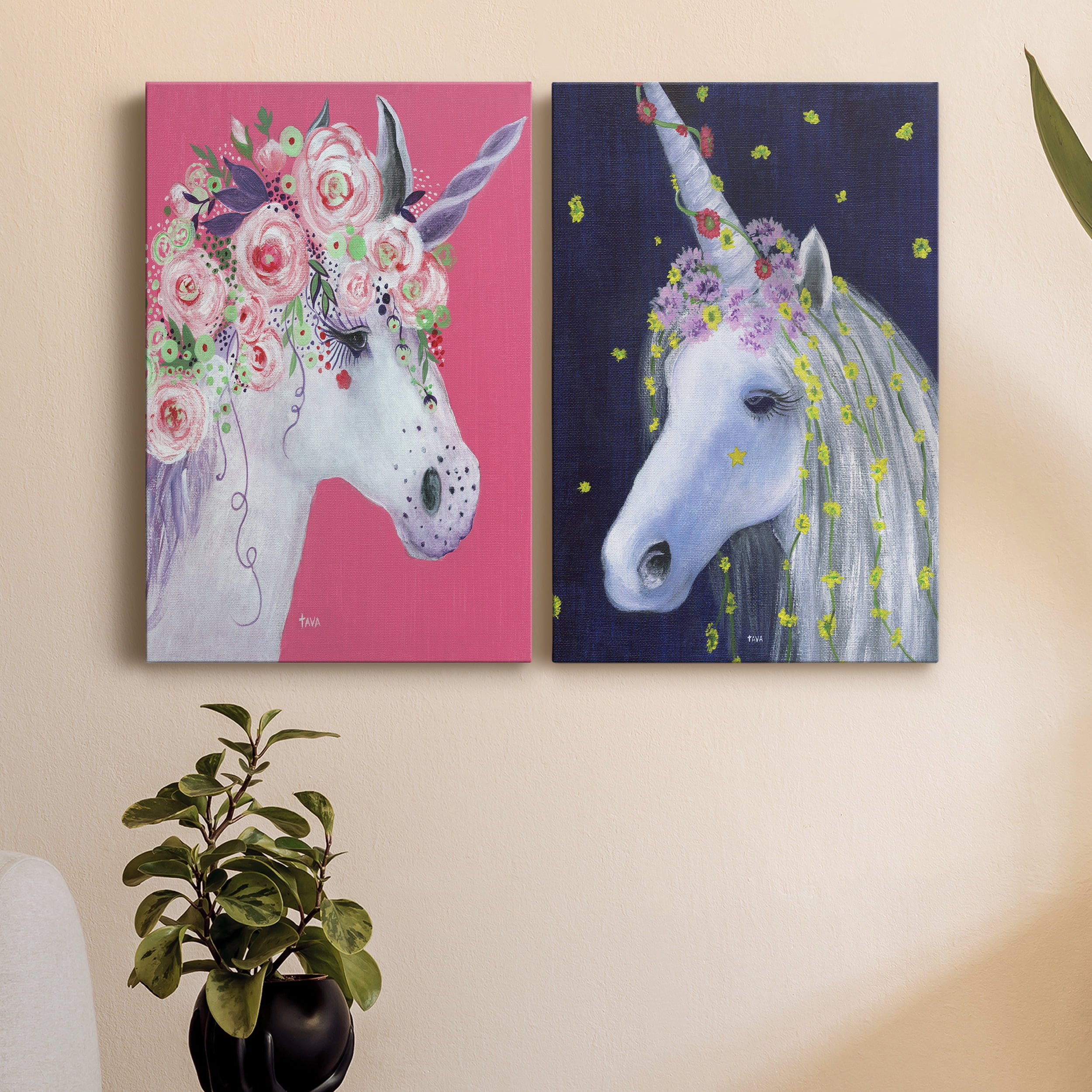 Unicorn III Premium Gallery Wrapped Canvas - Ready to Hang - Set of 2 - 12 x 18 Each